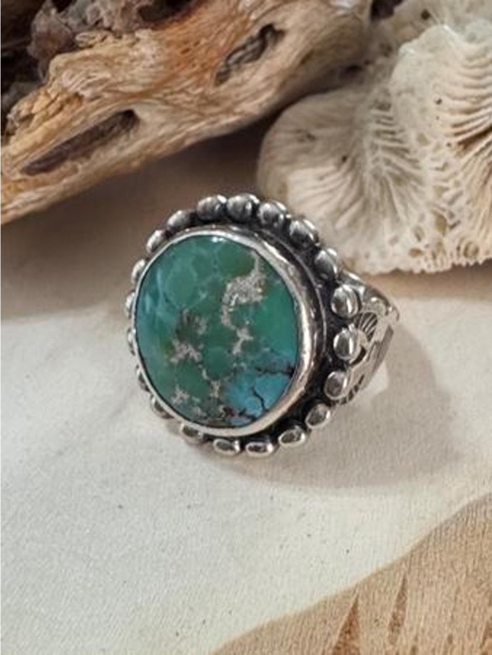 Vintage Native American Turquoise Sterling Silver Ring Sz 5.5